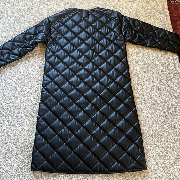 ZARA Quilted Faux Leather Longline Jacket Size XS - Picture 13 of 15